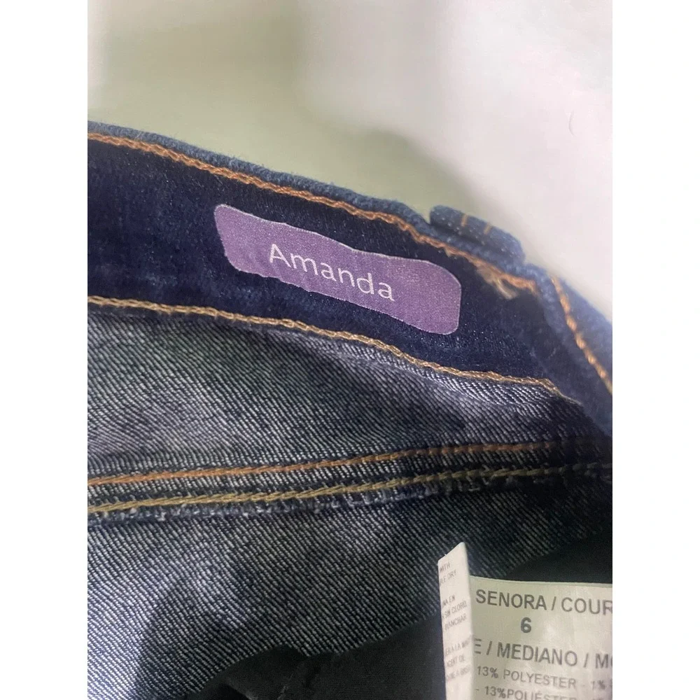Gloria Vanderbilt Amanda High Rise Straight Leg Jeans Blue Indigo Womens Size 6